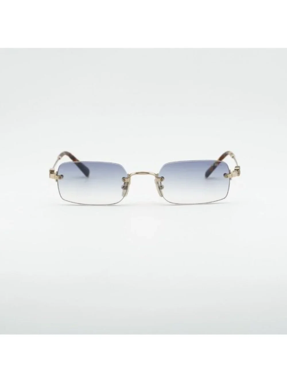 Miu Miu MUB50S ZVN80O Sunglasses Gold Rectangle Frame, Light Blue Lenses
